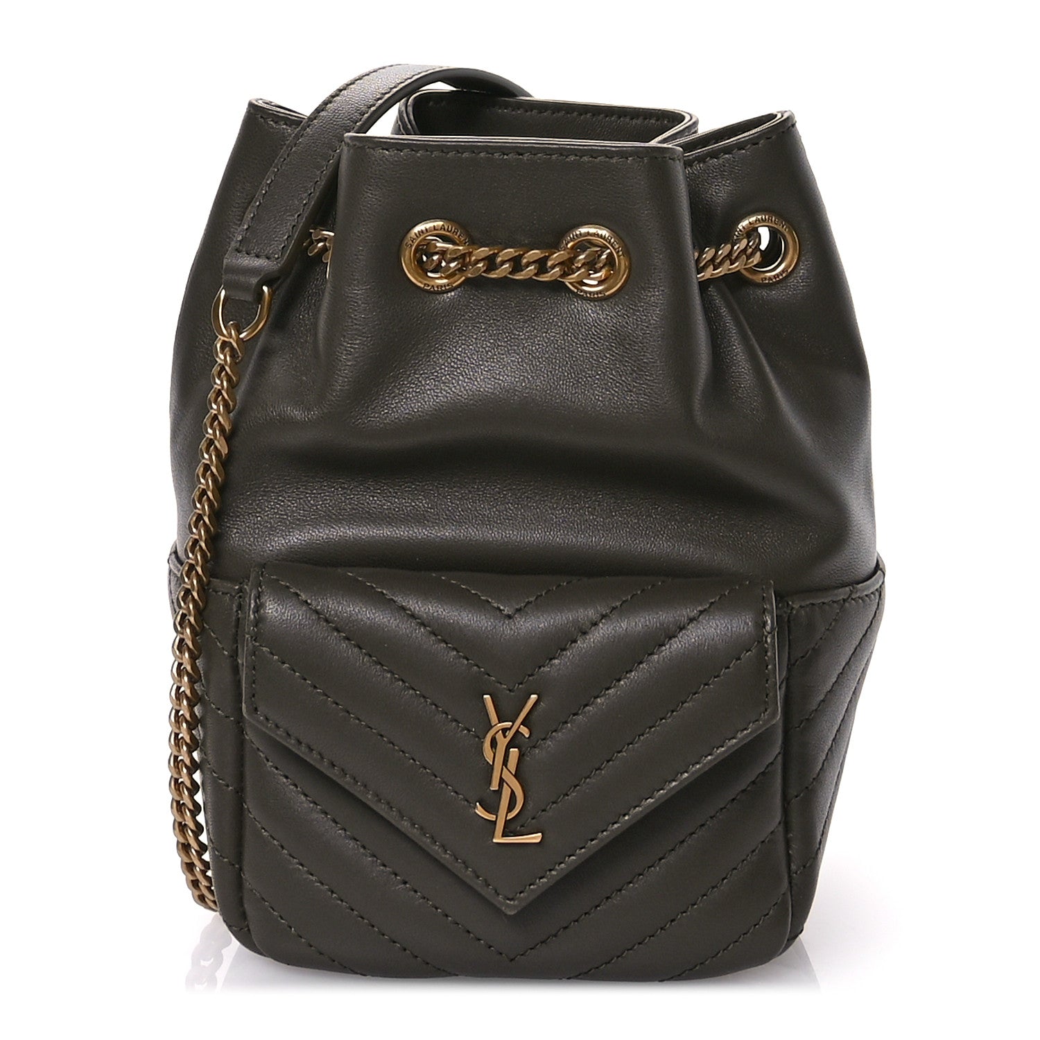 Saint Laurent Lambskin Matelasse Monogram Joe Nano Bucket Bag Light Musk 1 of 11