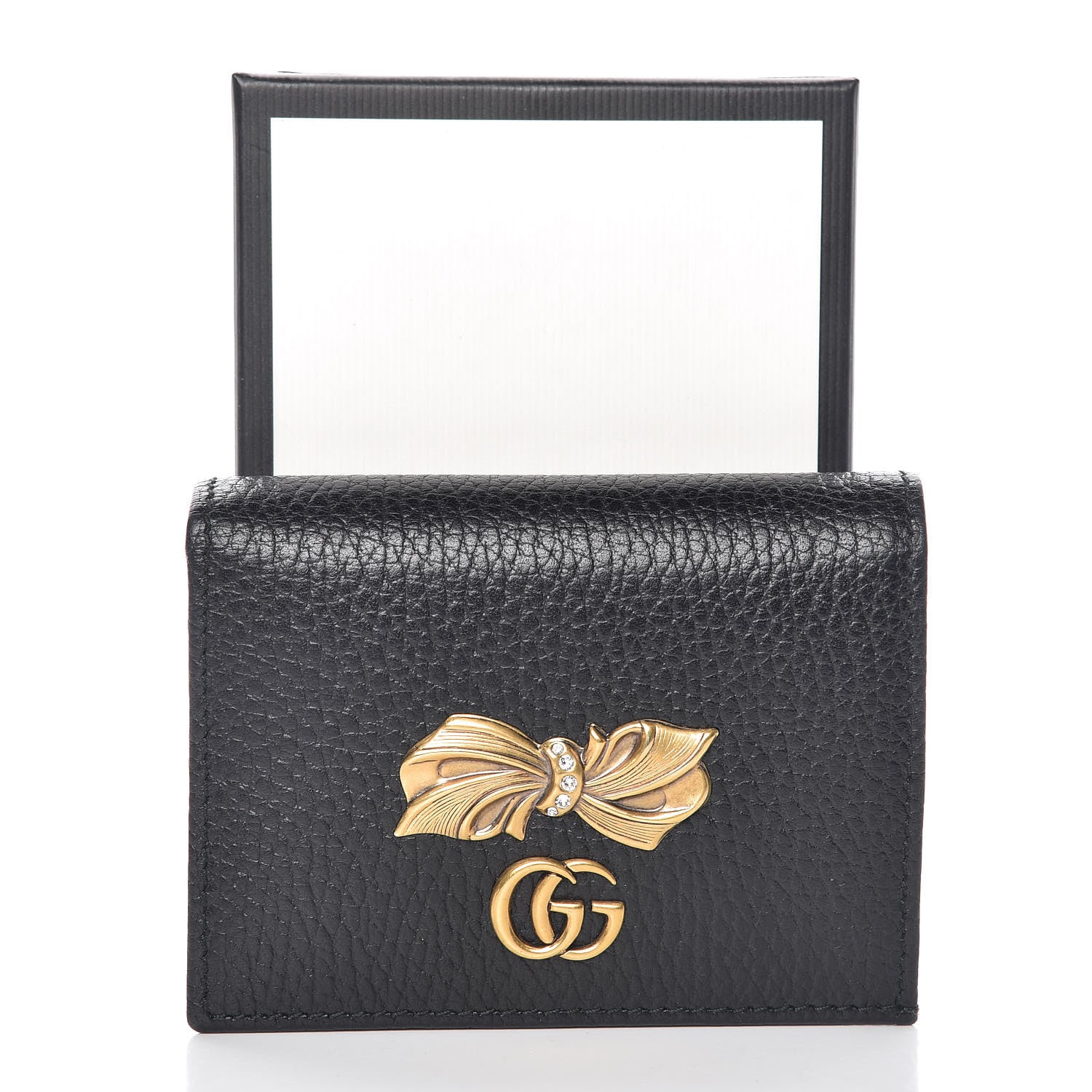 Gucci Calfskin GG Marmont Bow Card Case Black 9 of 9