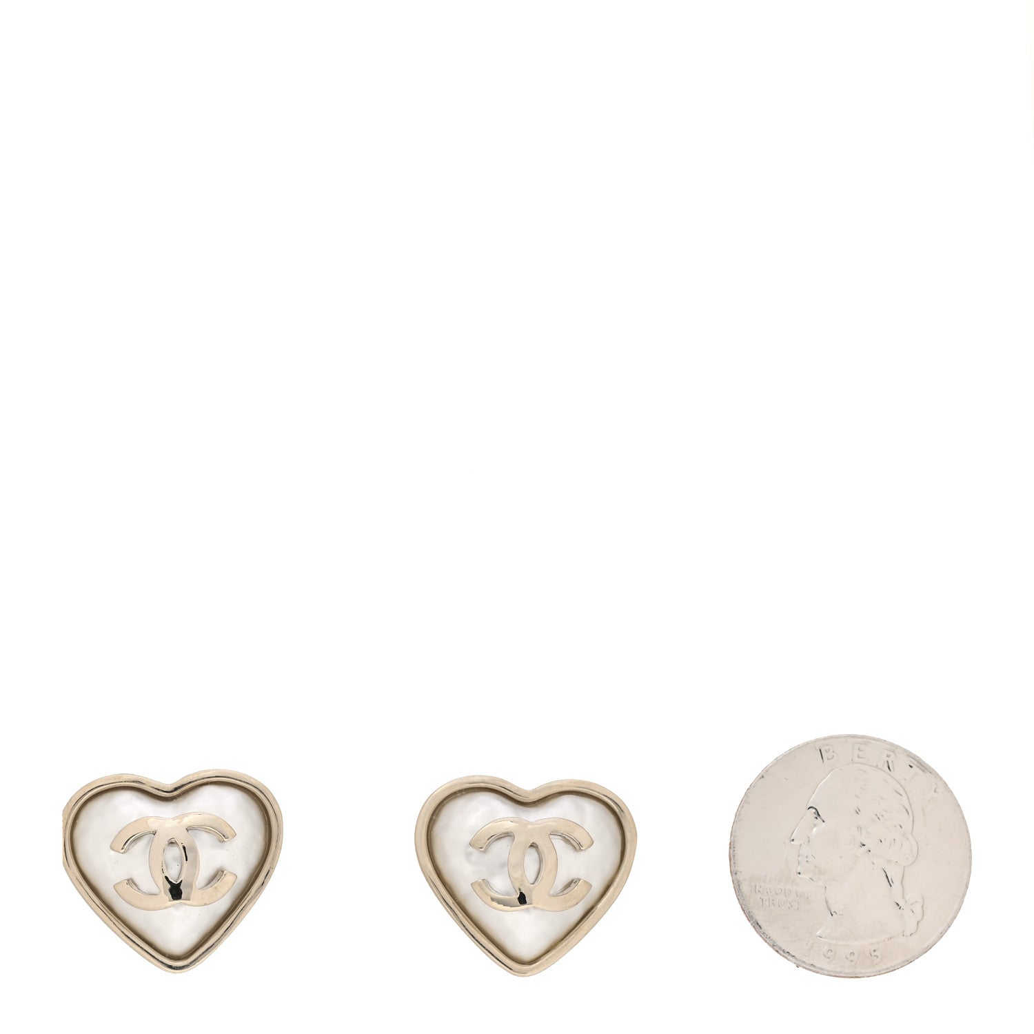 Chanel Pearl CC Heart Earrings Gold 2 of 4