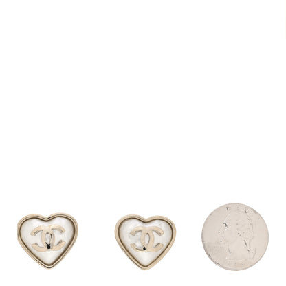 Chanel Pearl CC Heart Earrings Gold 2 of 4