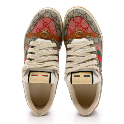 Gucci GG Supreme Monogram Harness Calfskin Web Womens Screener Sneakers 37.5 Beige Ebony Rosso Harness Brown 2 of 9