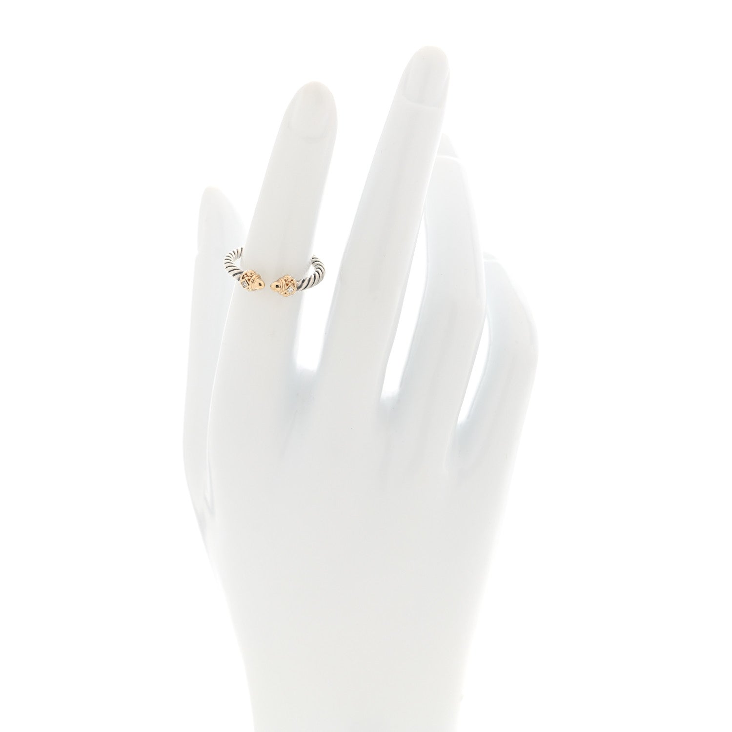 David Yurman Sterling Silver 14K Yellow Gold Diamond Renaissance Ring 50 5.5 2 of 4