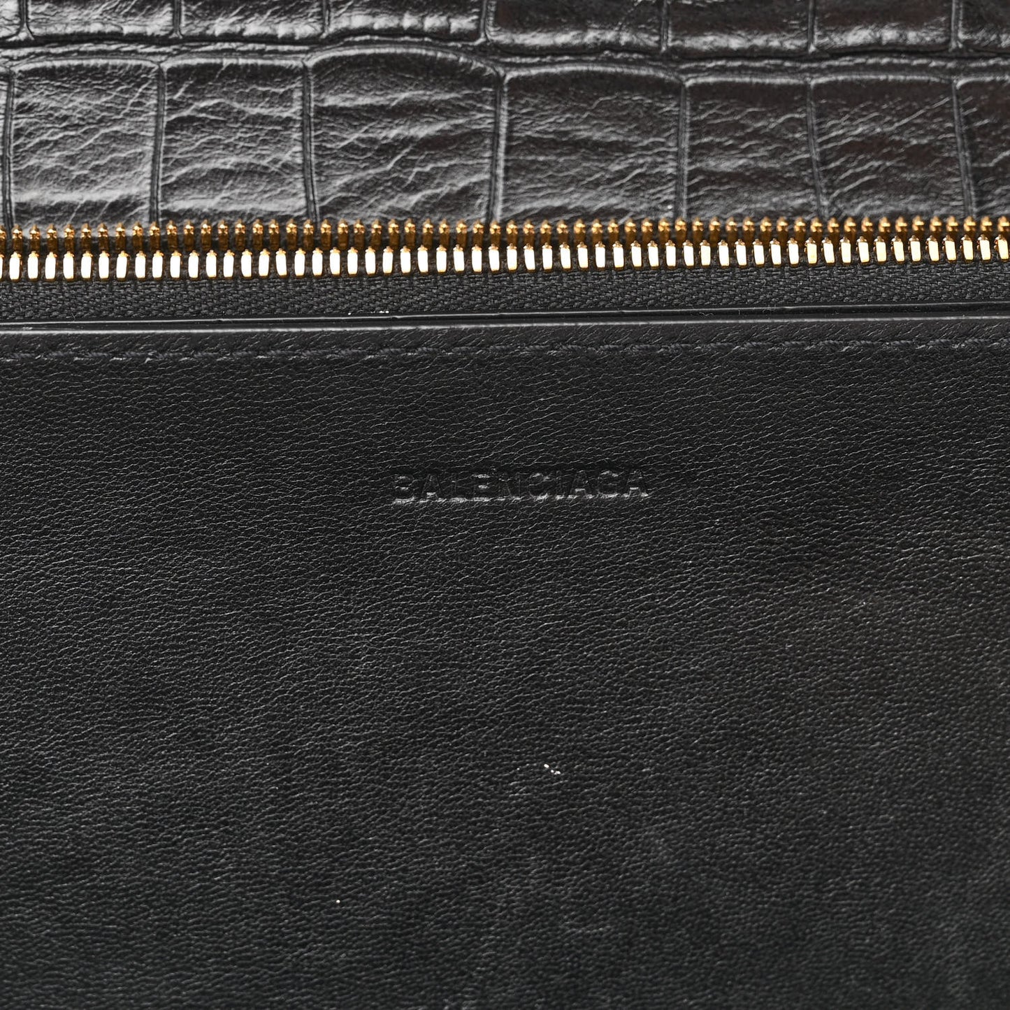 Extra Supple Calfskin Crocodile Embossed Small Gossip Bag Black