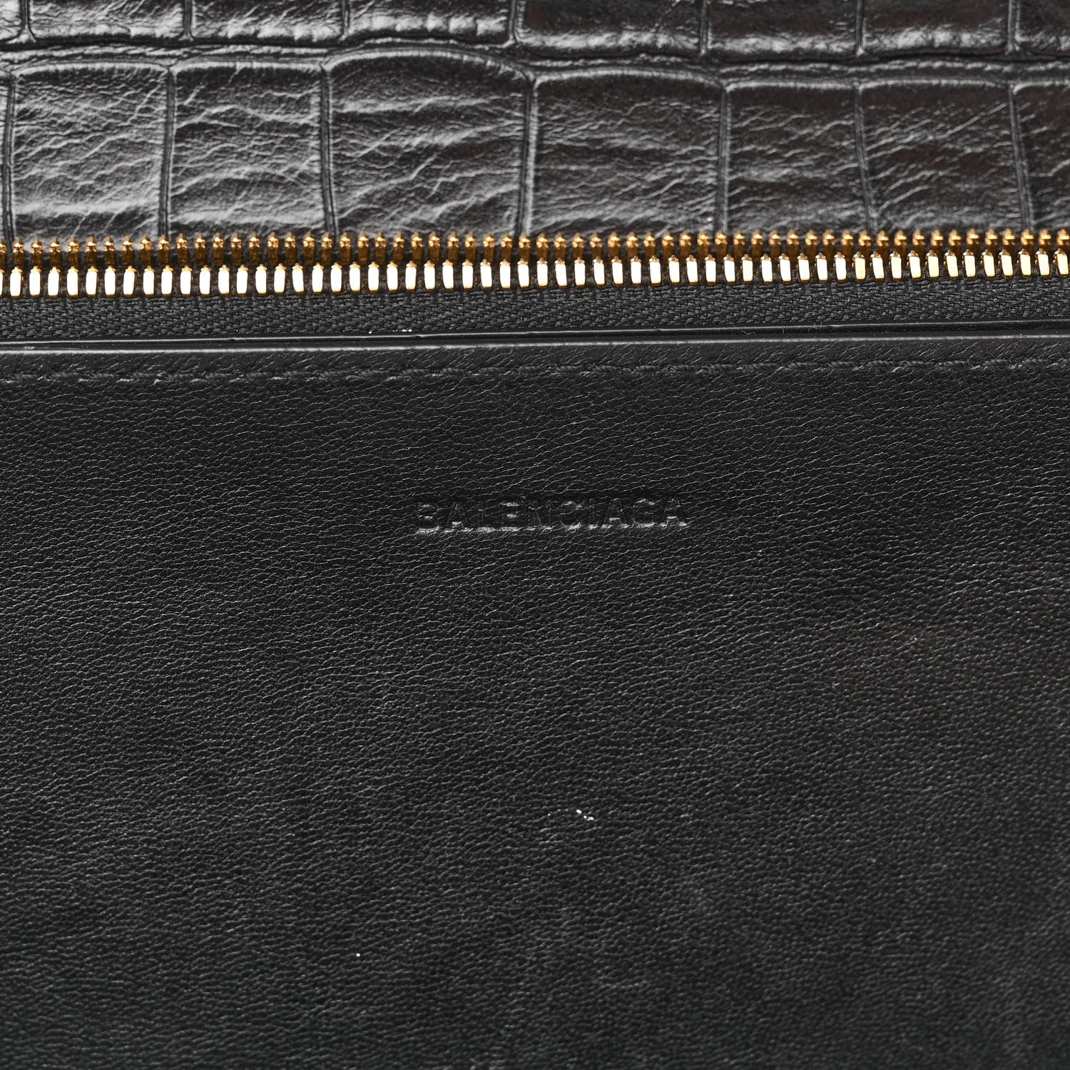 Balenciaga Extra Supple Calfskin Crocodile Embossed Small Gossip Bag Black 6 of 9