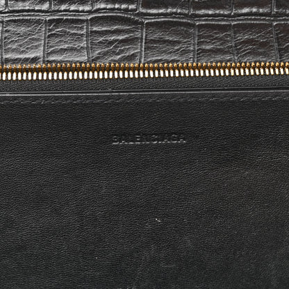Balenciaga Extra Supple Calfskin Crocodile Embossed Small Gossip Bag Black 6 of 9