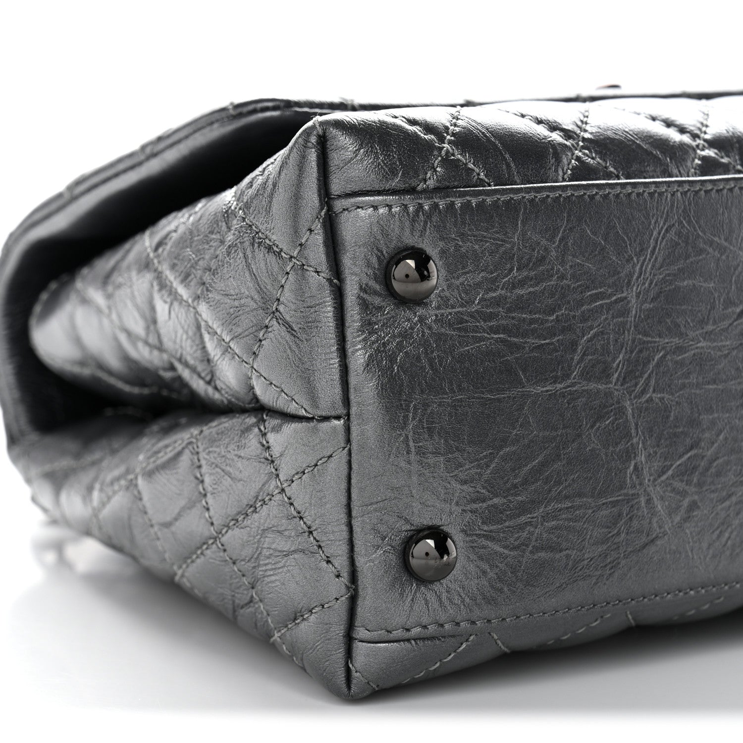 Chanel Metallic Aged Calfskin Quilted Small Coco Handle Flap Charcoal 9 of 10