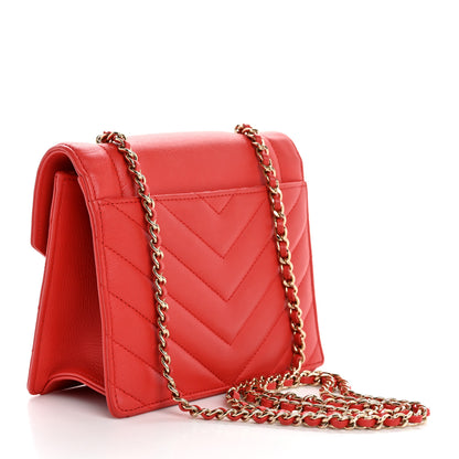 Chanel Calfskin Quilted Chevron Small Envelope Flap Red 3 of 10