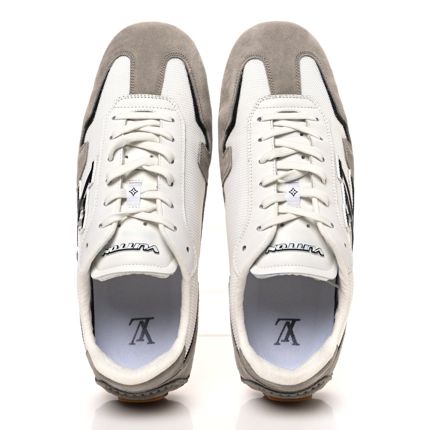 Suede Calfskin Mesh Rally Sneakers 8.5 Grey White