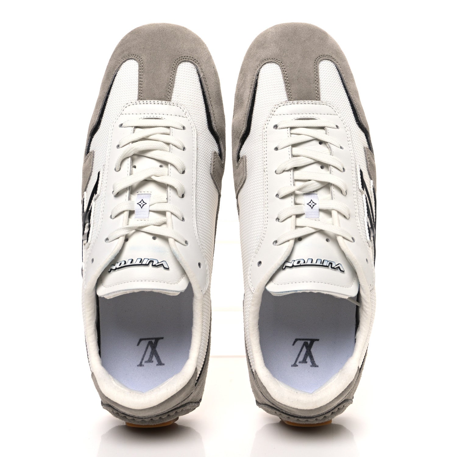 Louis Vuitton Suede Calfskin Mesh Rally Sneakers 8.5 Grey White 2 of 11