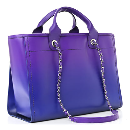 Chanel Shaded Calfskin Small Deauville Tote Purple Blue 4 of 12