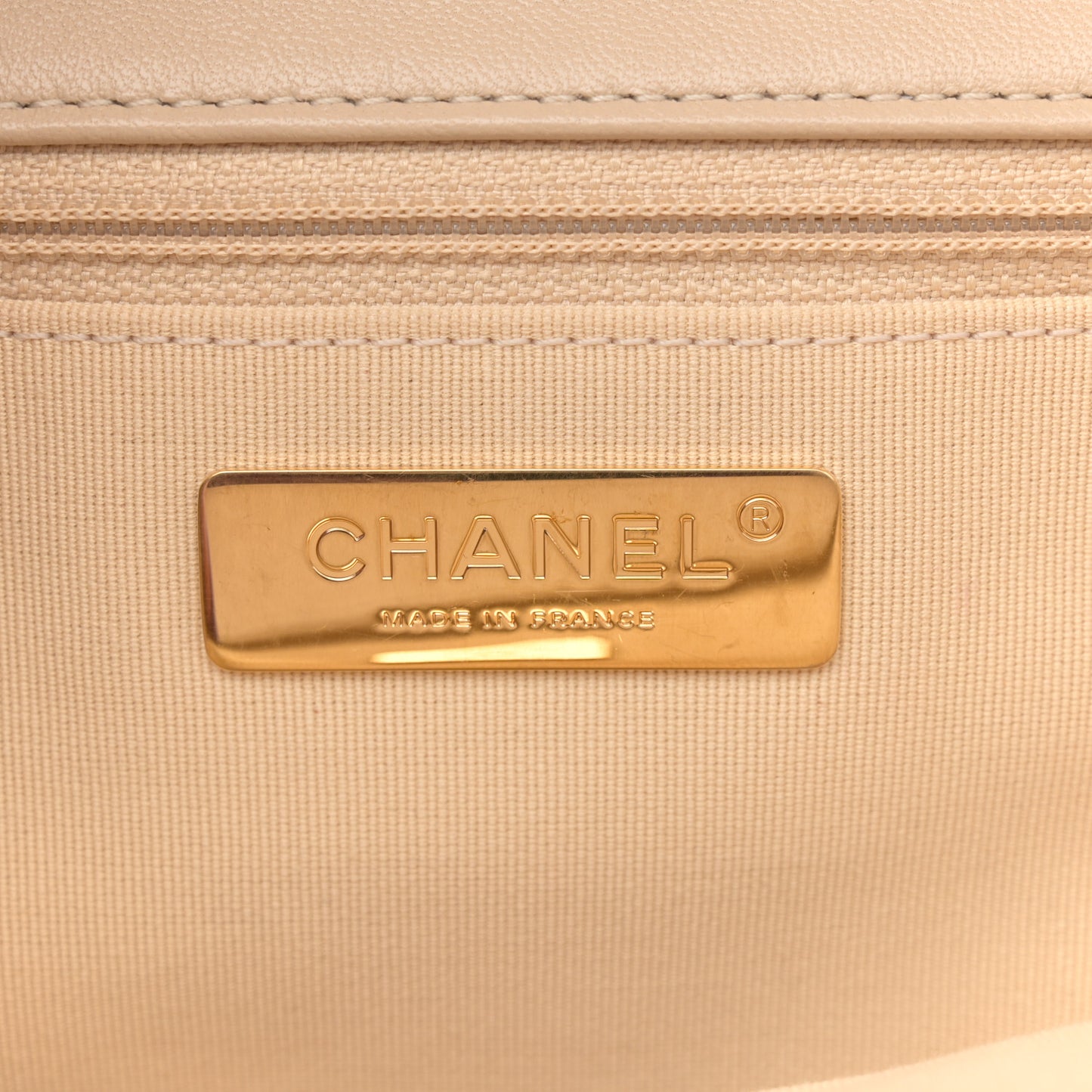 Lambskin Quilted Large Chanel 19 Flap Beige