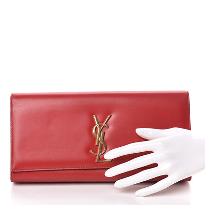 Saint Laurent Calfskin Monogram Cassandre Clutch Rouge Orient 2 of 8