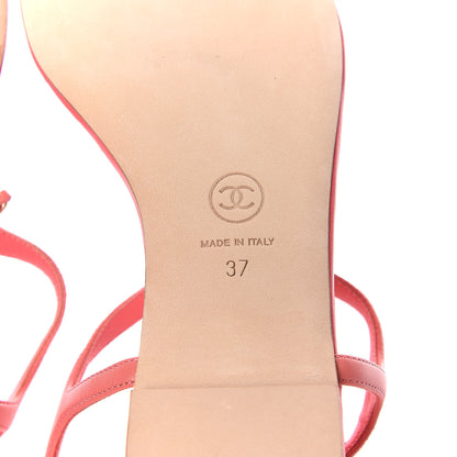 Chanel Lambskin Chain CC Logo Thong Sandals 37 Pink 6 of 9