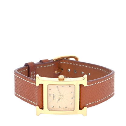 Hermes Stainless Steel Epsom 21mm Heure H Hour Quartz Watch Gold 2 of 5