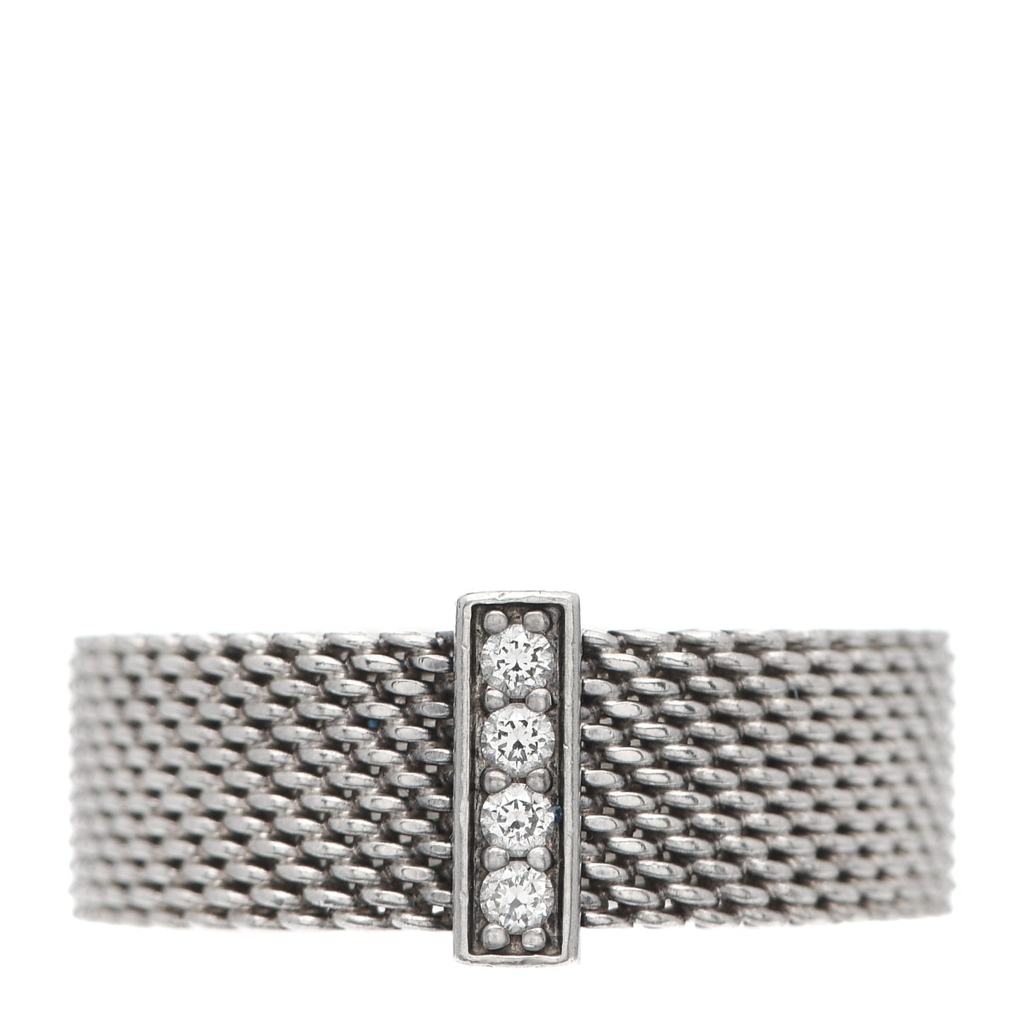Sterling Silver Diamond Somerset Mesh Ring 52 6