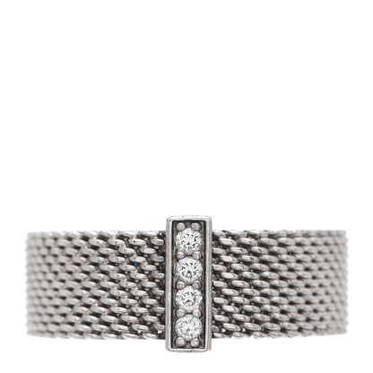 Tiffany Sterling Silver Diamond Somerset Mesh Ring 52 6 1 of 5