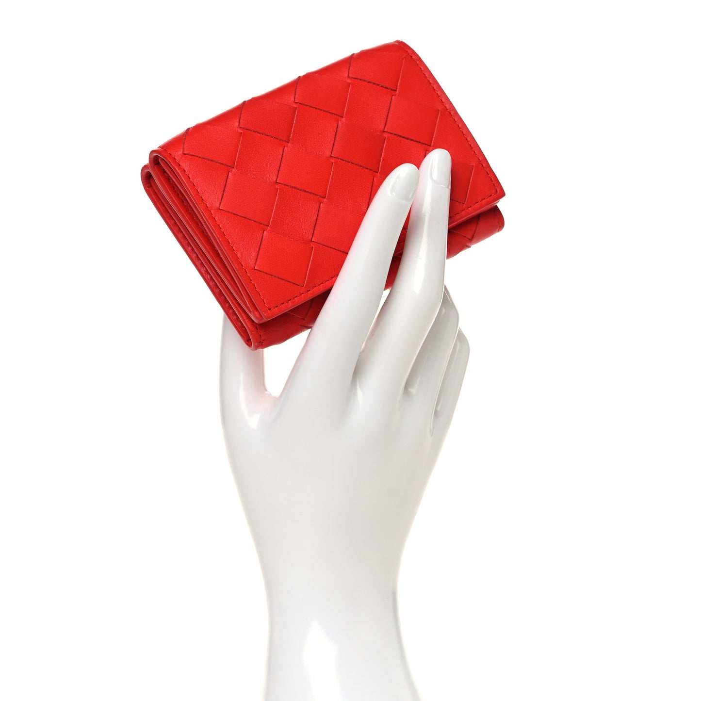 Nappa Intrecciato Trifold Wallet Red