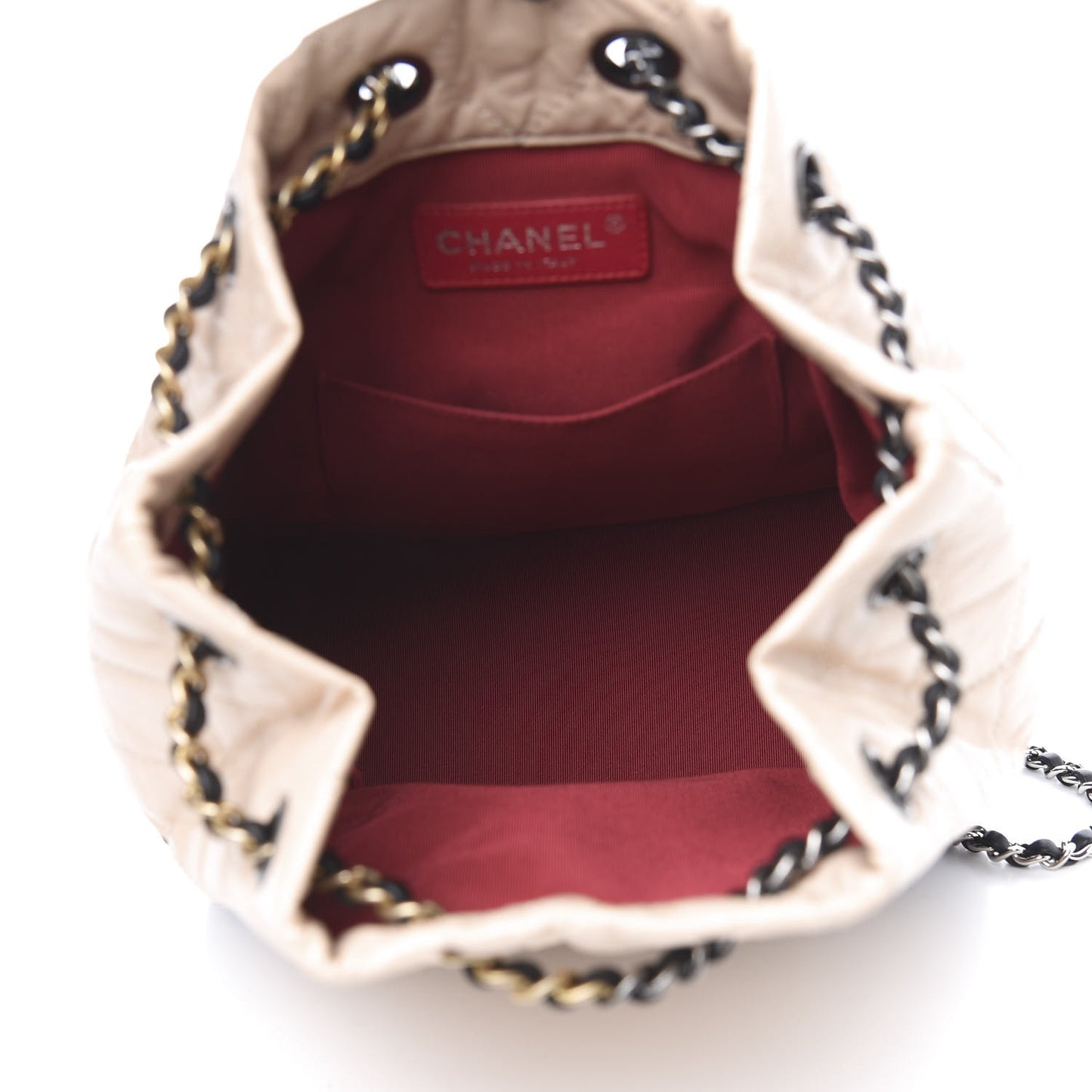 Aged Calfskin Quilted Small Gabrielle Backpack Beige Black