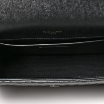 Saint Laurent Grain De Poudre Textured Mixed Matelasse Triquilt Medium Monogram Satchel Black 5 of 10