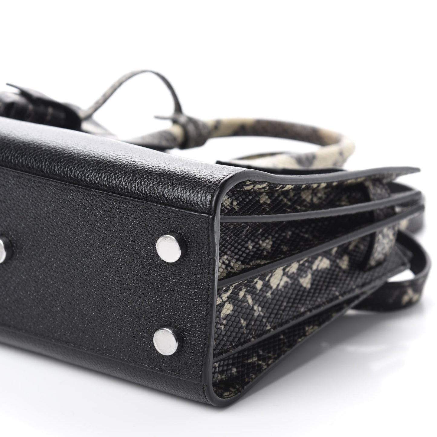 Grained Calfskin Python Embossed Nano Sac De Jour Black