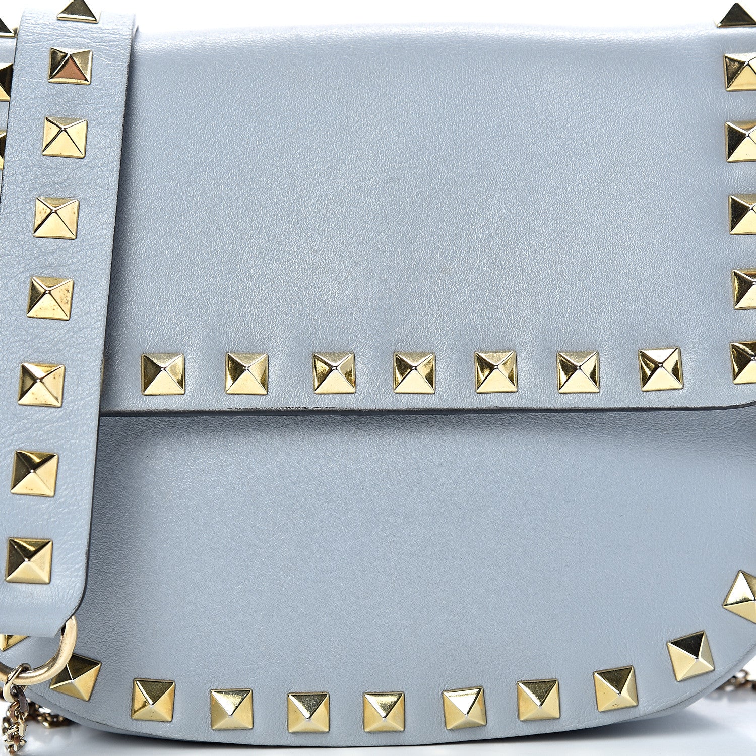 Valentino Garavani Vitello Mini Rockstud Crossbody Saddle Bag Stone 6 of 10