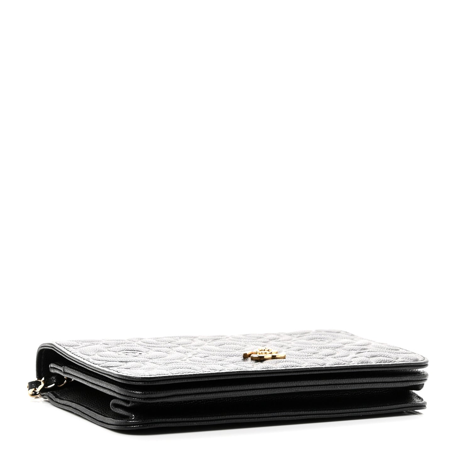 Caviar Camellia Embossed Wallet On Chain WOC Black