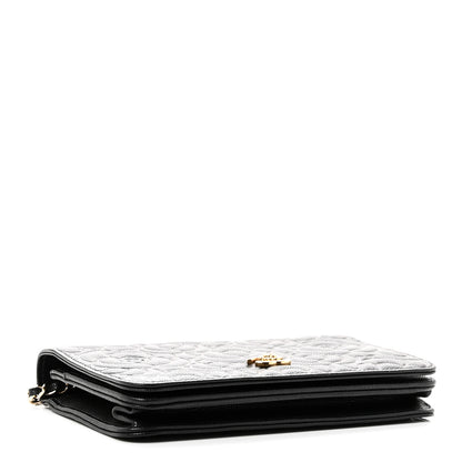 Chanel Caviar Camellia Embossed Wallet On Chain WOC Black 3 of 11