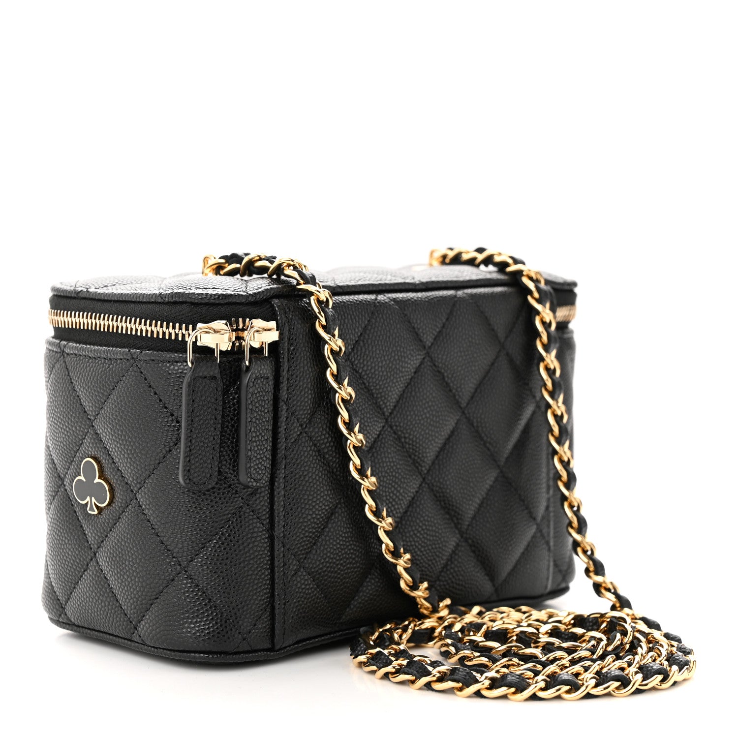 Chanel Caviar Quilted Enamel Coco Casino Small Vanity Case With Chain Black 3 of 10