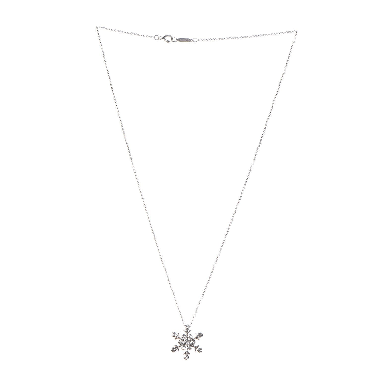 Tiffany Platinum Diamond Snowflake Pendant Necklace 3 of 8
