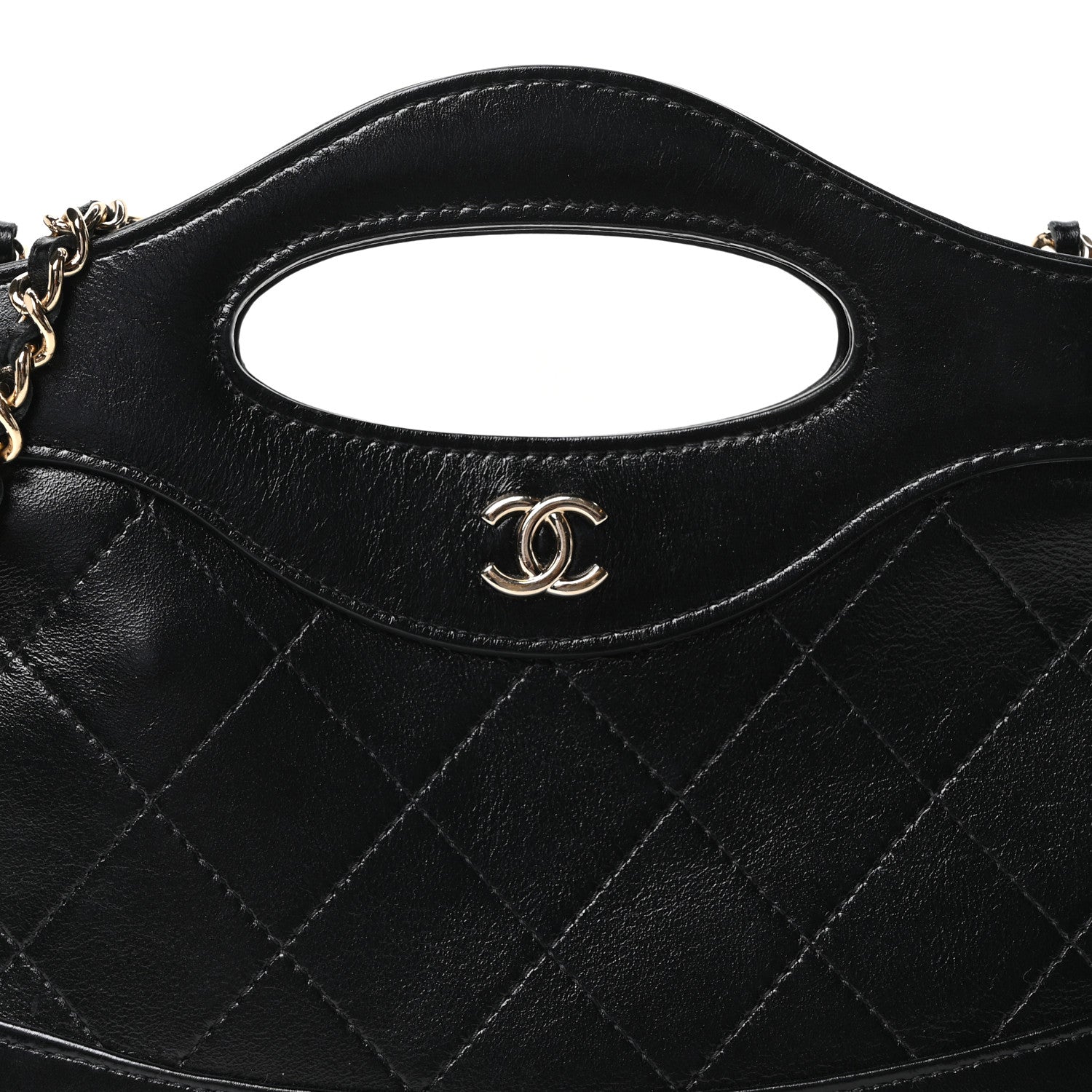 Chanel Shiny Crumpled Calfskin Quilted Nano 31 Shopping Bag Black 9 of 11