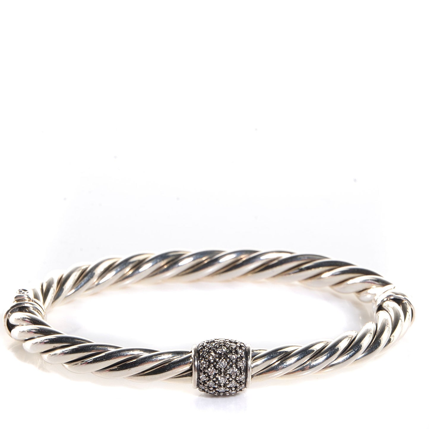 Sterling Silver Pave Diamond 6mm Cable Classics Bracelet