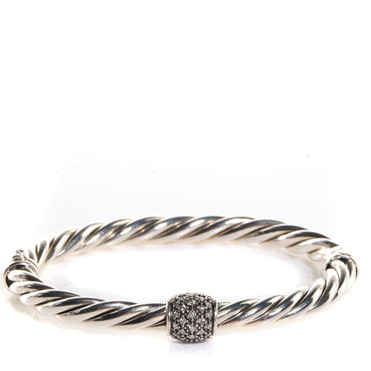 David Yurman Sterling Silver Pave Diamond 6mm Cable Classics Bracelet 1 of 5