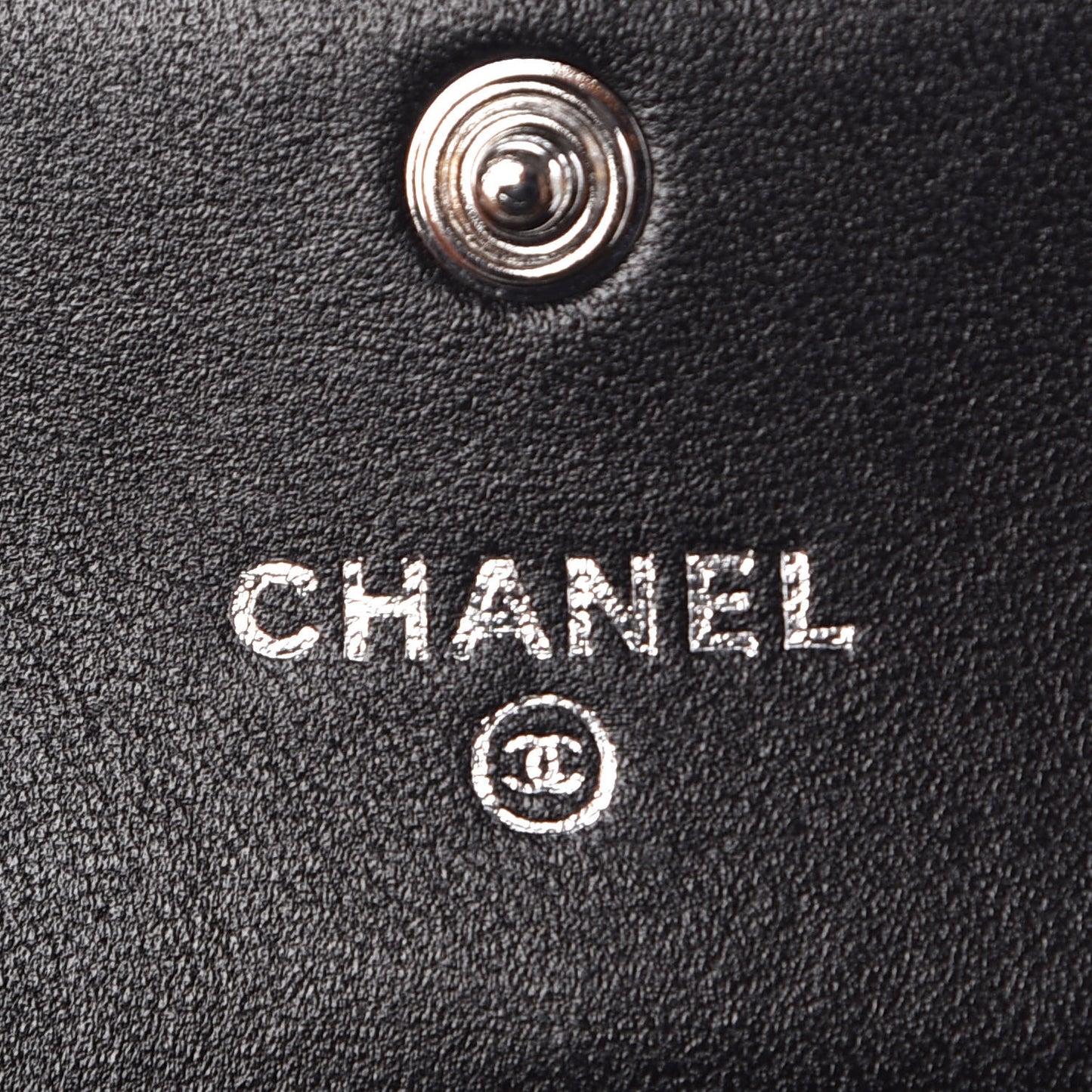 Lambskin Chevron Quilted Studded Card Holder Black
