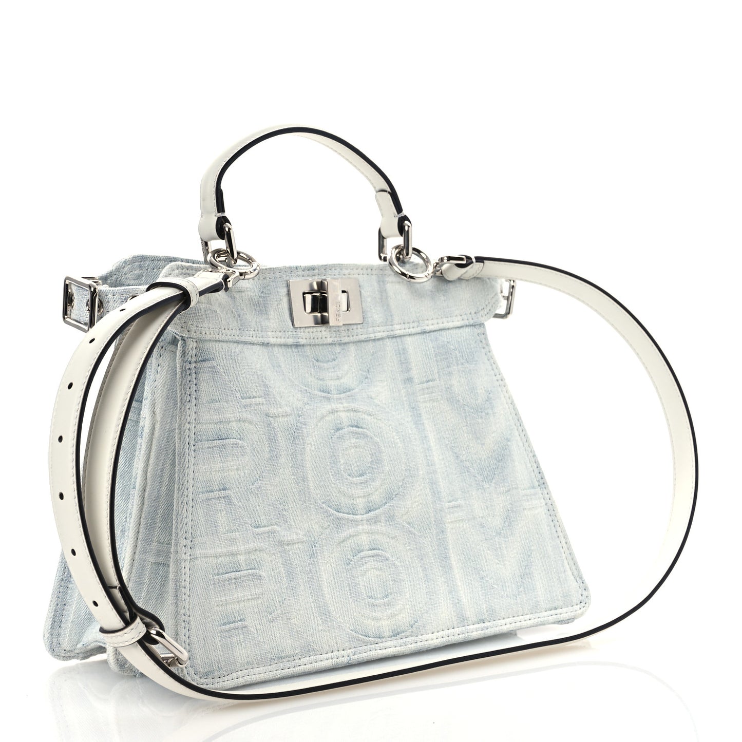 X MARC JACOBS Bleached Denim Small Peekaboo I SEE U Satchel Off White