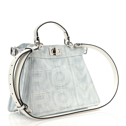 Fendi X MARC JACOBS Bleached Denim Small Peekaboo I SEE U Satchel Off White 3 of 15