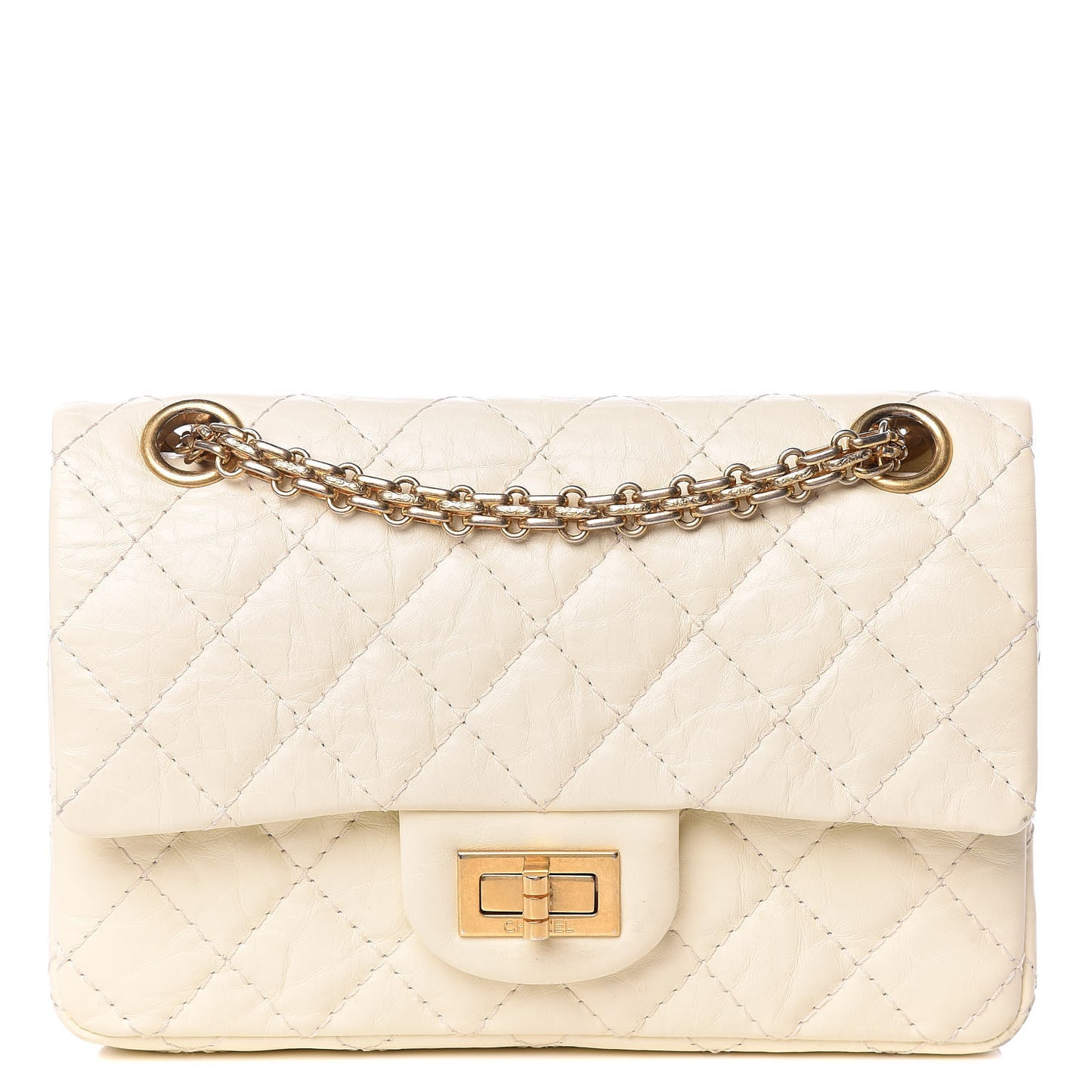 Aged Calfskin Quilted 2.55 Reissue 224 Flap Ivory