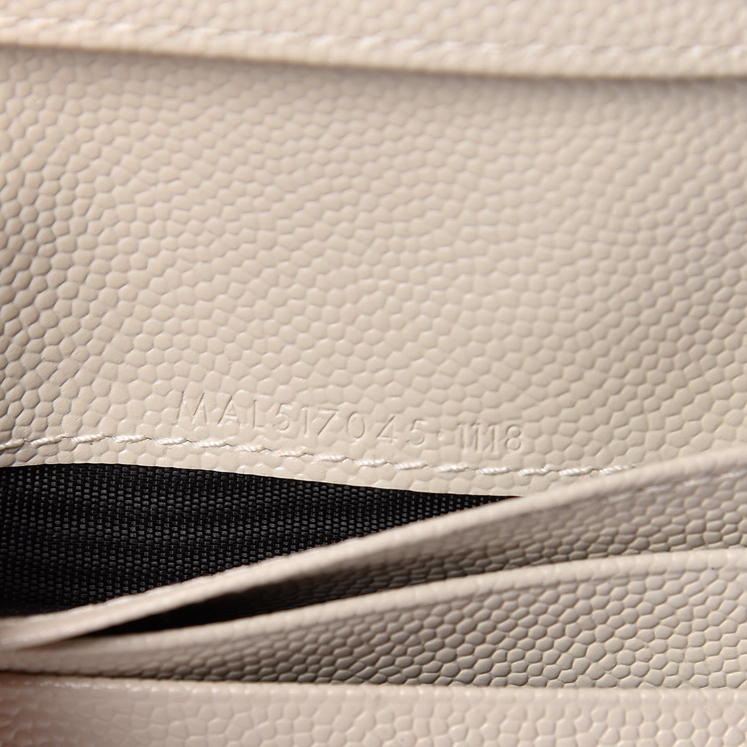 Saint Laurent Grain De Poudre Matelasse Chevron Monogram Zipped Card Case Crema Soft 7 of 8
