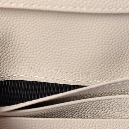 Saint Laurent Grain De Poudre Matelasse Chevron Monogram Zipped Card Case Crema Soft 7 of 8
