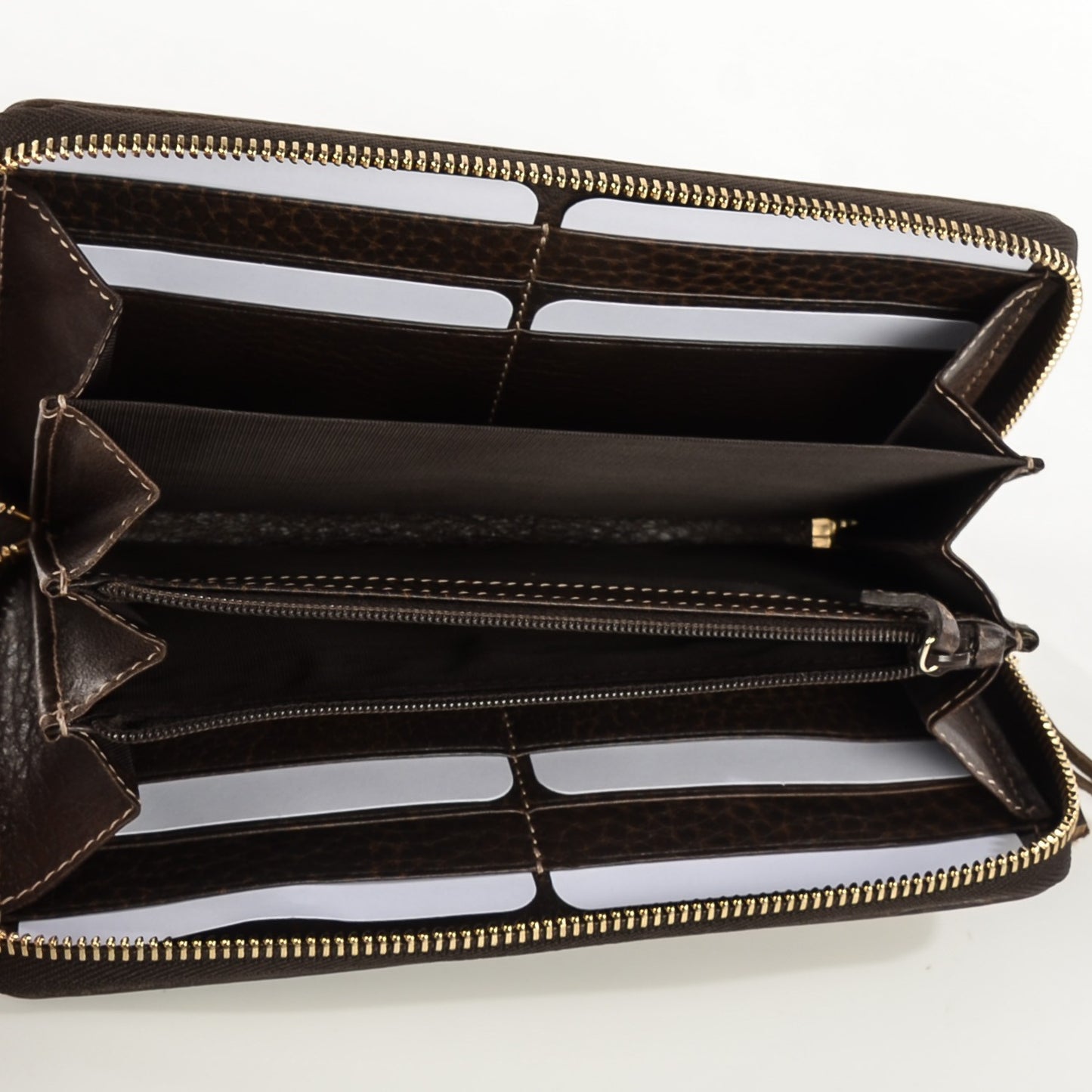 Monogram Calfskin Bamboo Tassel Zip Around Wallet Beige Ebony Chocolate