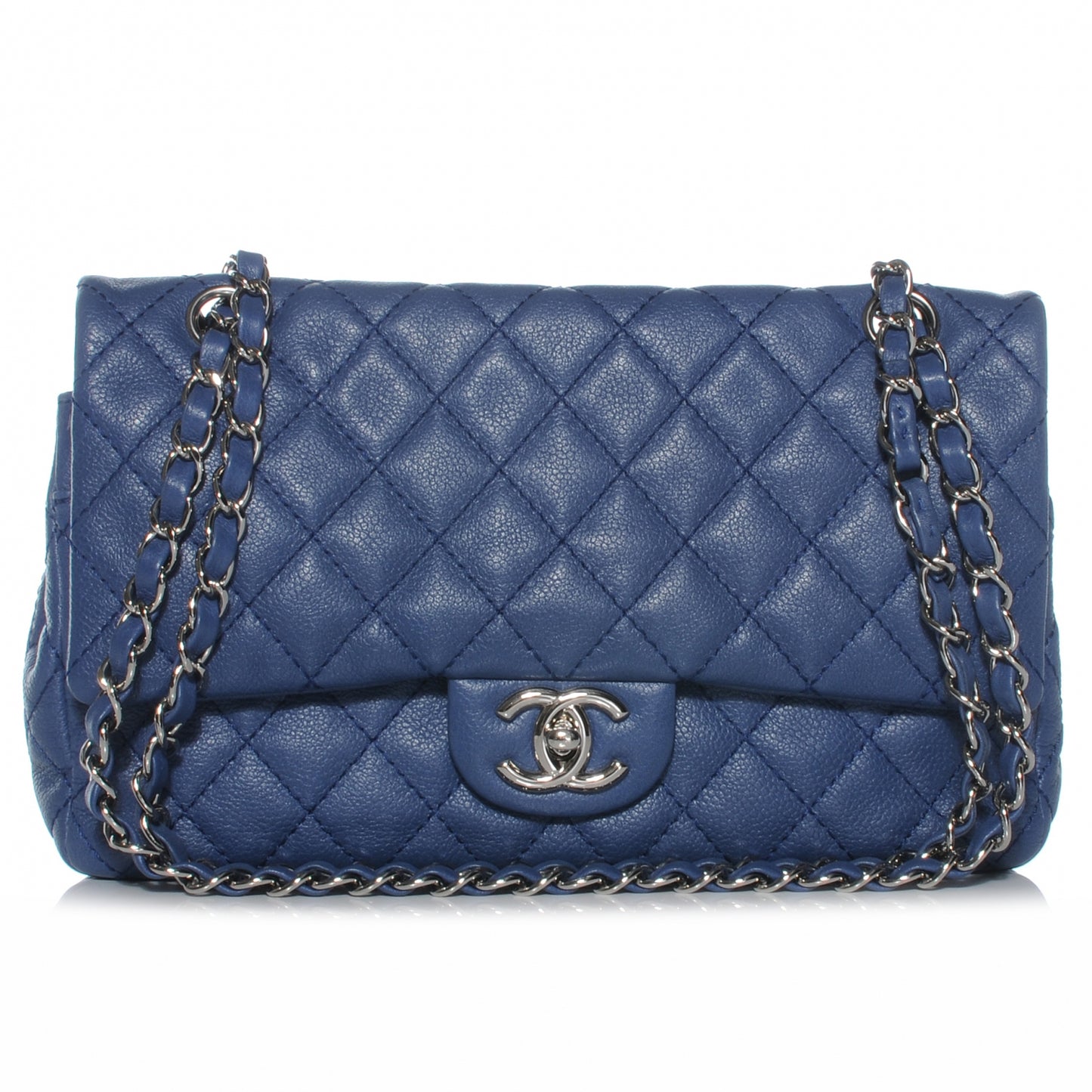 Washed Caviar Medium Double Flap Blue