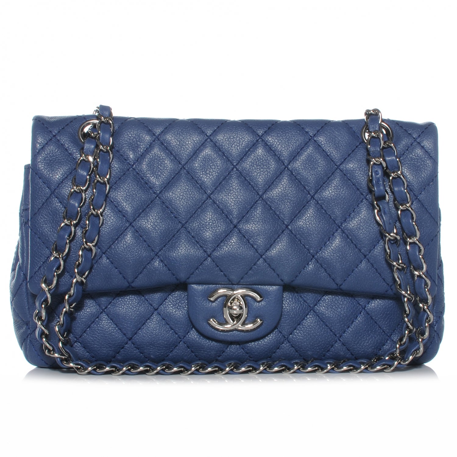 Chanel Washed Caviar Medium Double Flap Blue 1 of 8