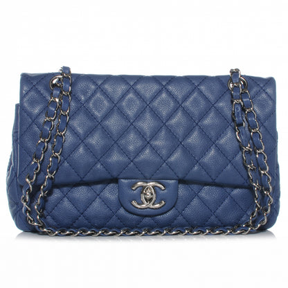 Chanel Washed Caviar Medium Double Flap Blue 1 of 8