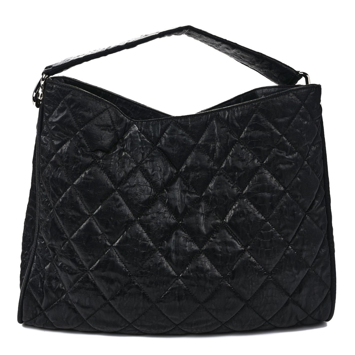 Crinkled Coated Canvas Le Marais Hobo Black