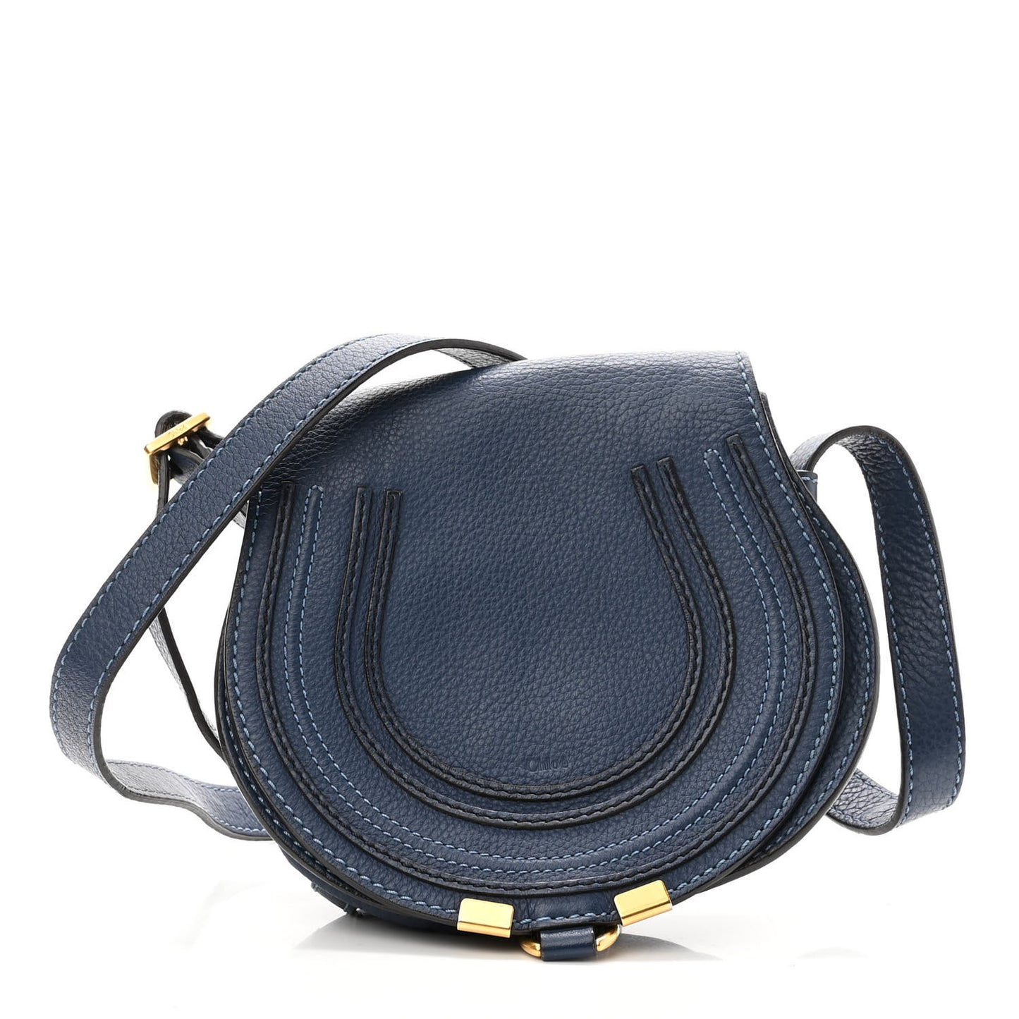 Calfskin Mini Marcie Round Crossbody Bag Blue