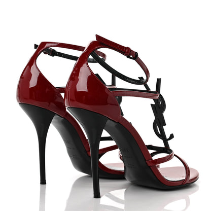 Saint Laurent Patent Calfskin Cassandra 100 Sandals 38.5 Red Laquer 4 of 11