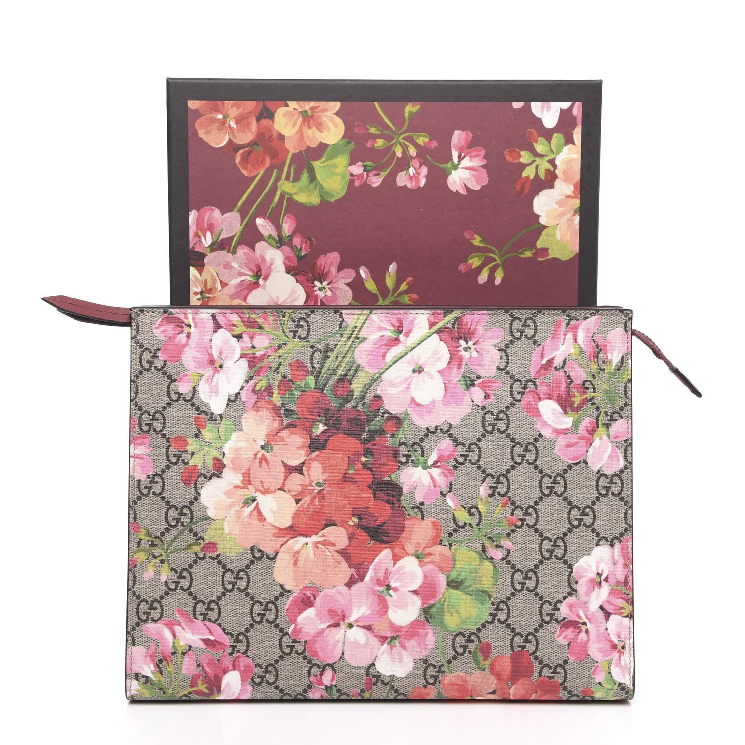 Gucci GG Supreme Monogram Blooms Large Cosmetic Case Beige Multicolor Dry Rose 10 of 10