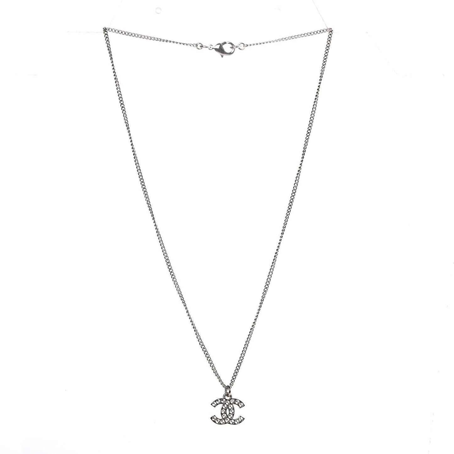 Crystal CC Pendant Necklace Silver