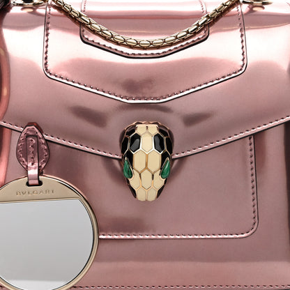 Bulgari Metallic Calfskin Serpenti Forever Top Handle Rose Quartz 8 of 11