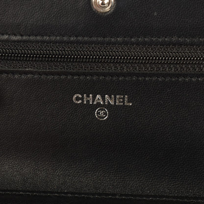 Chanel Lambskin Quilted Wallet On Chain WOC Black 6 of 9