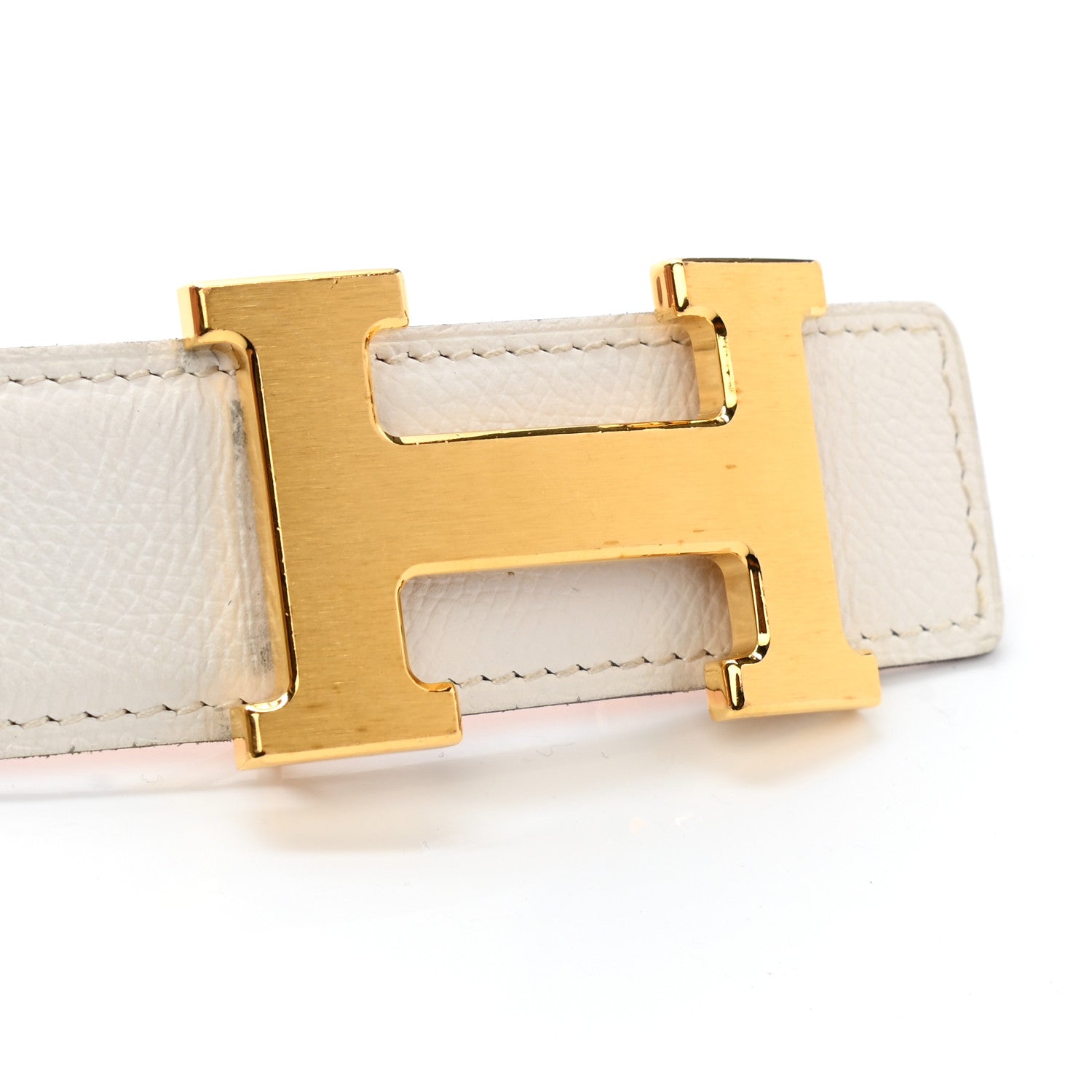 Hermes Epsom Swift 32mm H Belt 85 White Orange 10 of 10